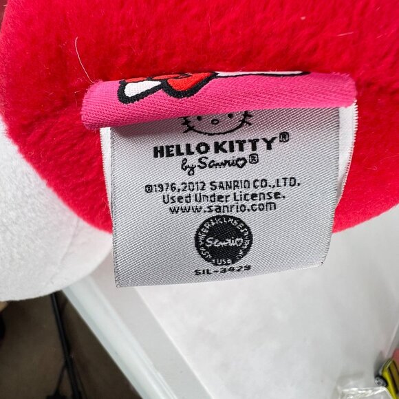 2012 Hello Kitty Sanrio Plush 12 1/2” Red Dress & Bow Pink Shirt Stuffed Animal - Picture 6 of 8